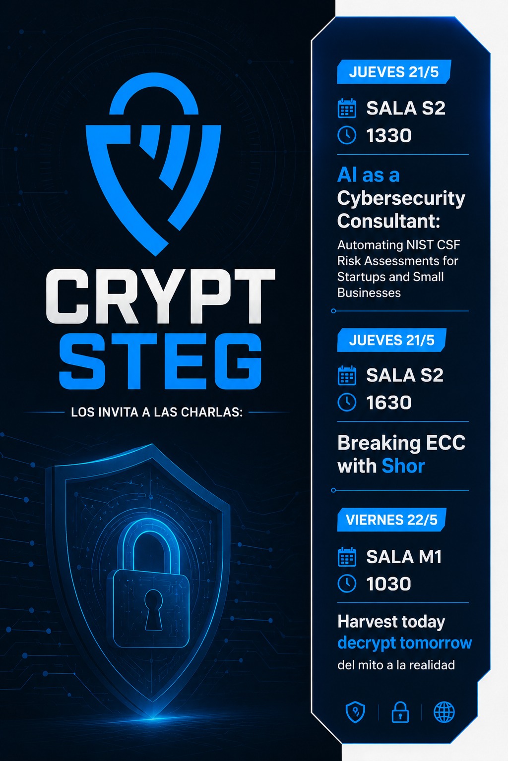 Flyer de charlas CRYPT-STEG